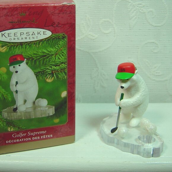 Hallmark ornament-Golfer Supreme-golfing polar bear from 2000 - Picture 1 of 7